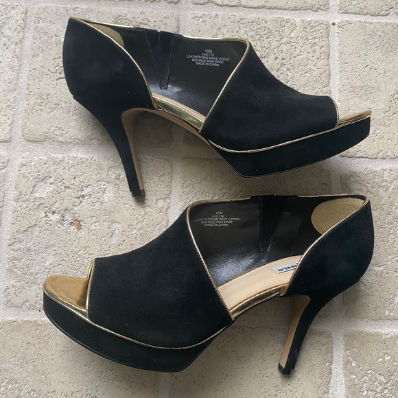 Karl Lagerfeld black and gold evening pumps size 10 - Picture 1 of 5
